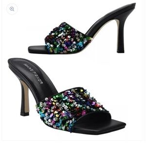 Marc Fisher Women's Danria Sequin Stiletto Heel Dress Slip-on Sandals